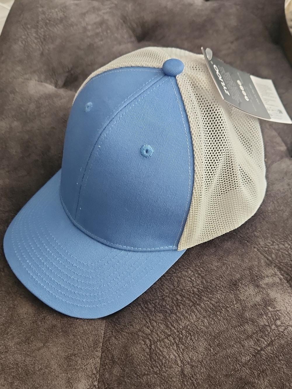Youth Light Blue and Cream Mesh Trucker Cap